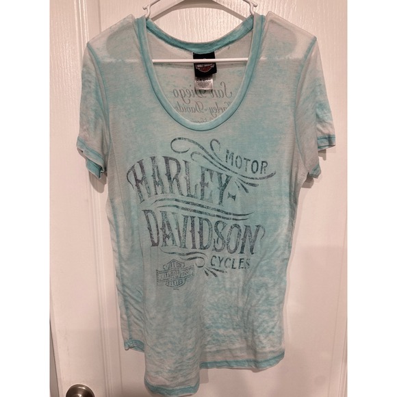 Harley-Davidson Tops - Harley Davidson San Diego California Burnout Graphic T-Shirt Turquoise Womens M